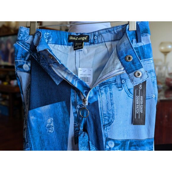 NWT  Like an Angel denim patch stretch leggings  Sz S - Picture 4 of 13